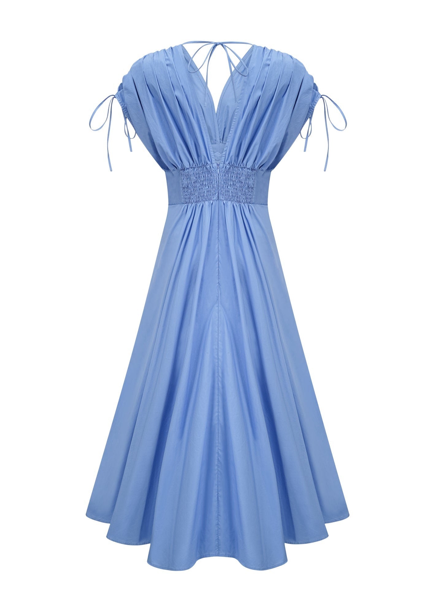 Sylvie Petal-Detail Drawstring Maxi Dress In Blue
