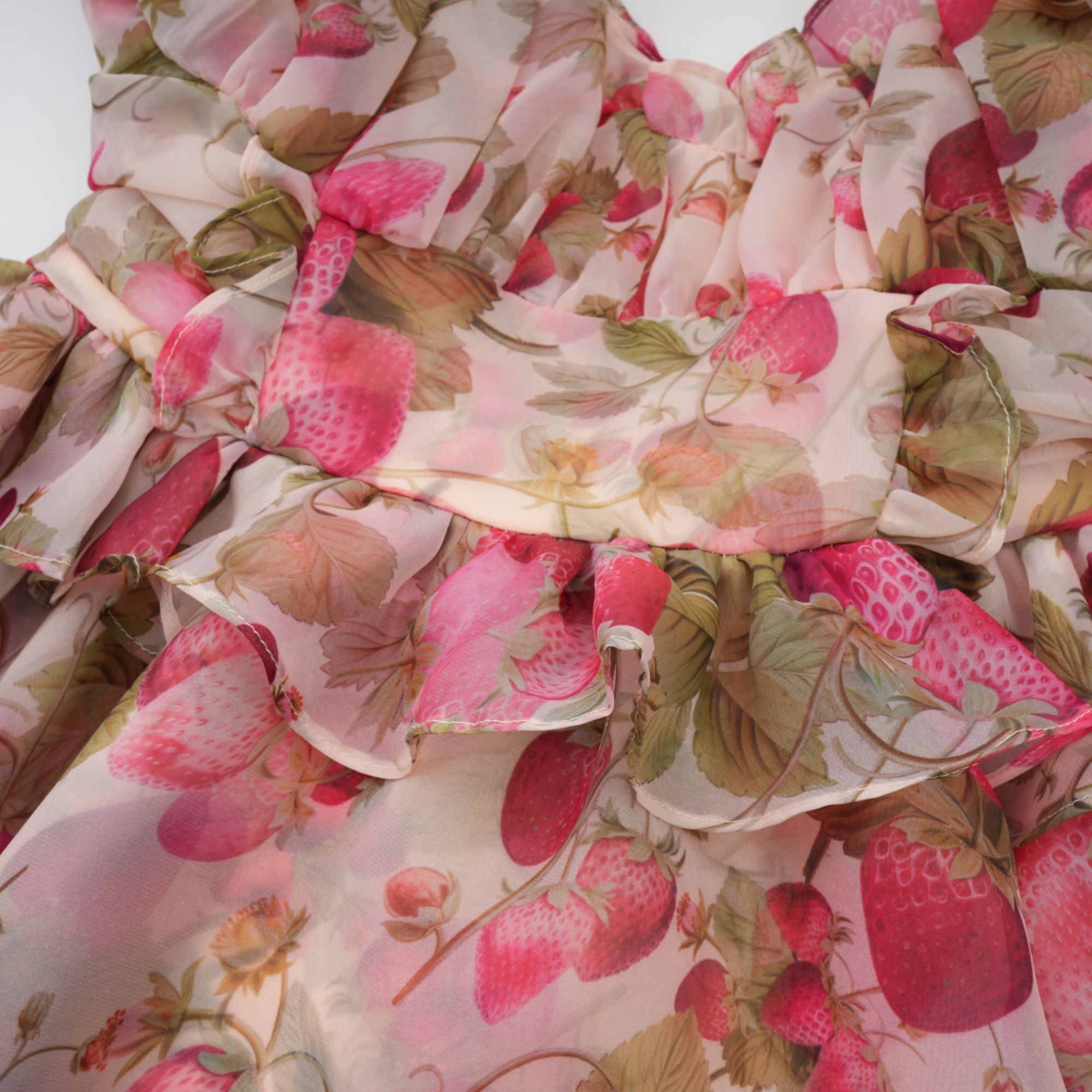 Jameon Strawberry-Print Tiered Mini Dress