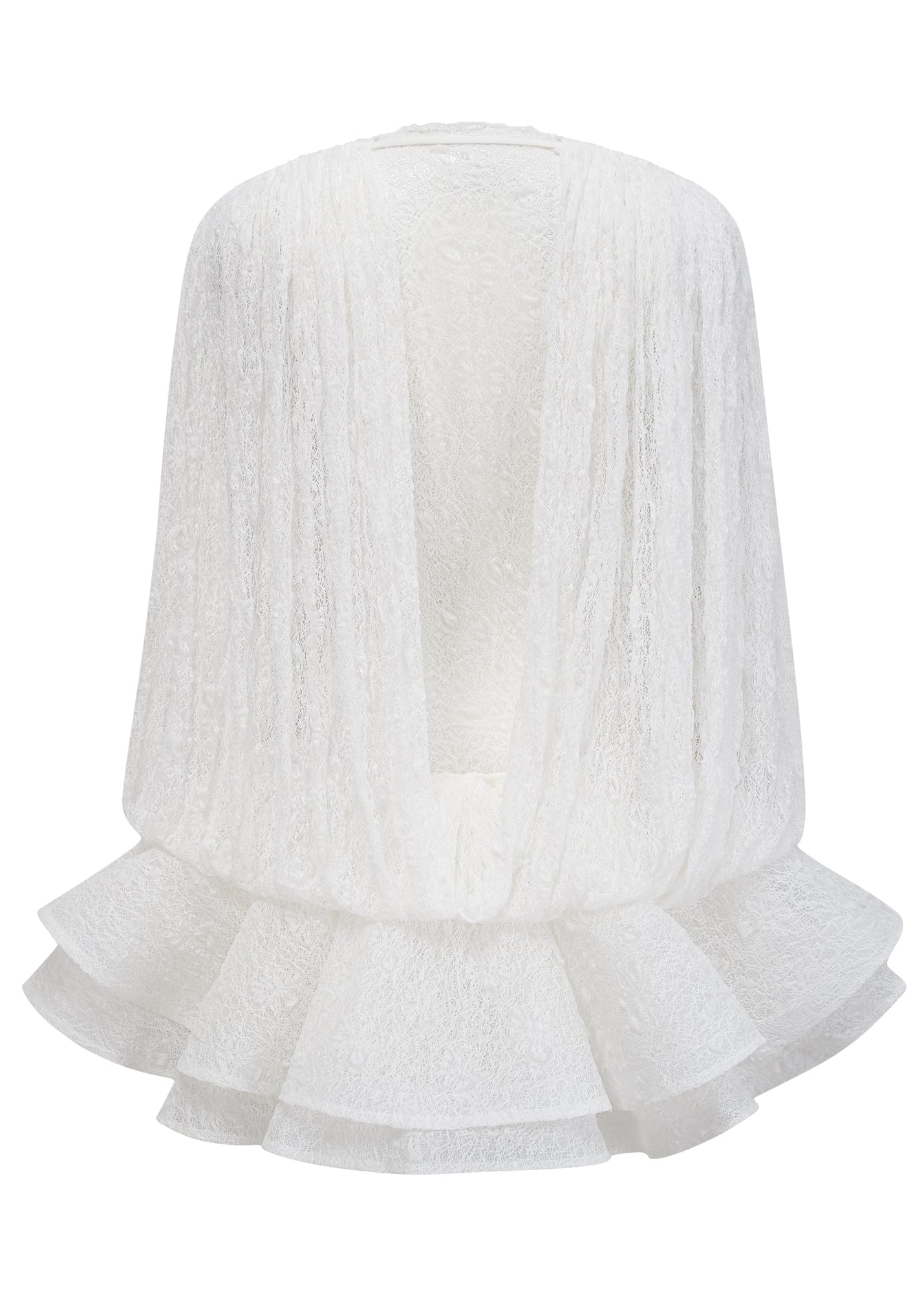Valentine White Semi-Sheer Lace Top & Shorts & Dress Matching Set