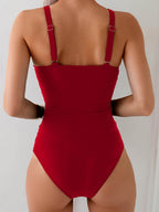 Unique Sexy Cross-Strap Pleated One-Piece Swimsuit