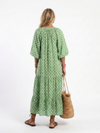 Apolline | Three-Quarter Sleeve V-Neck Printed Midi Dress