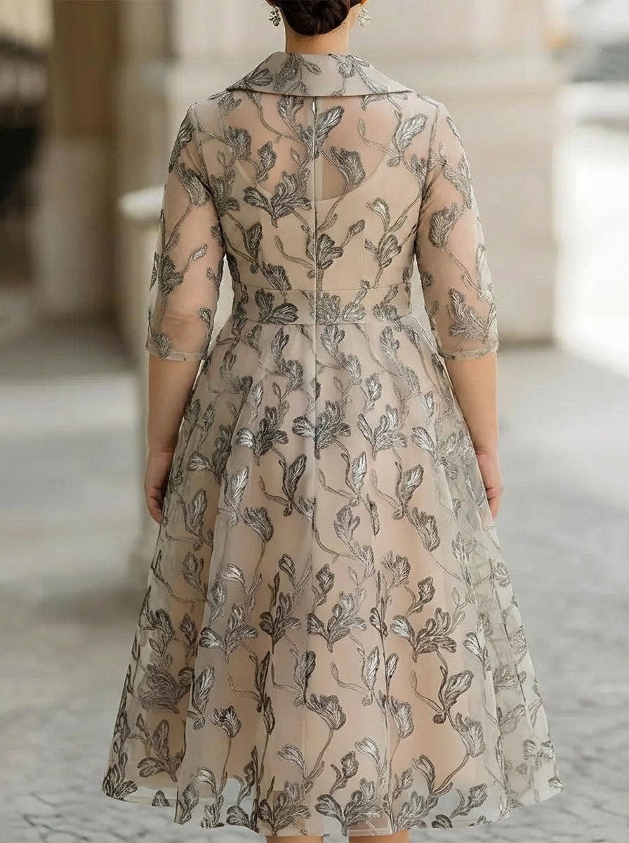 Natalie | Long-Sleeve A-Line Midi Dress