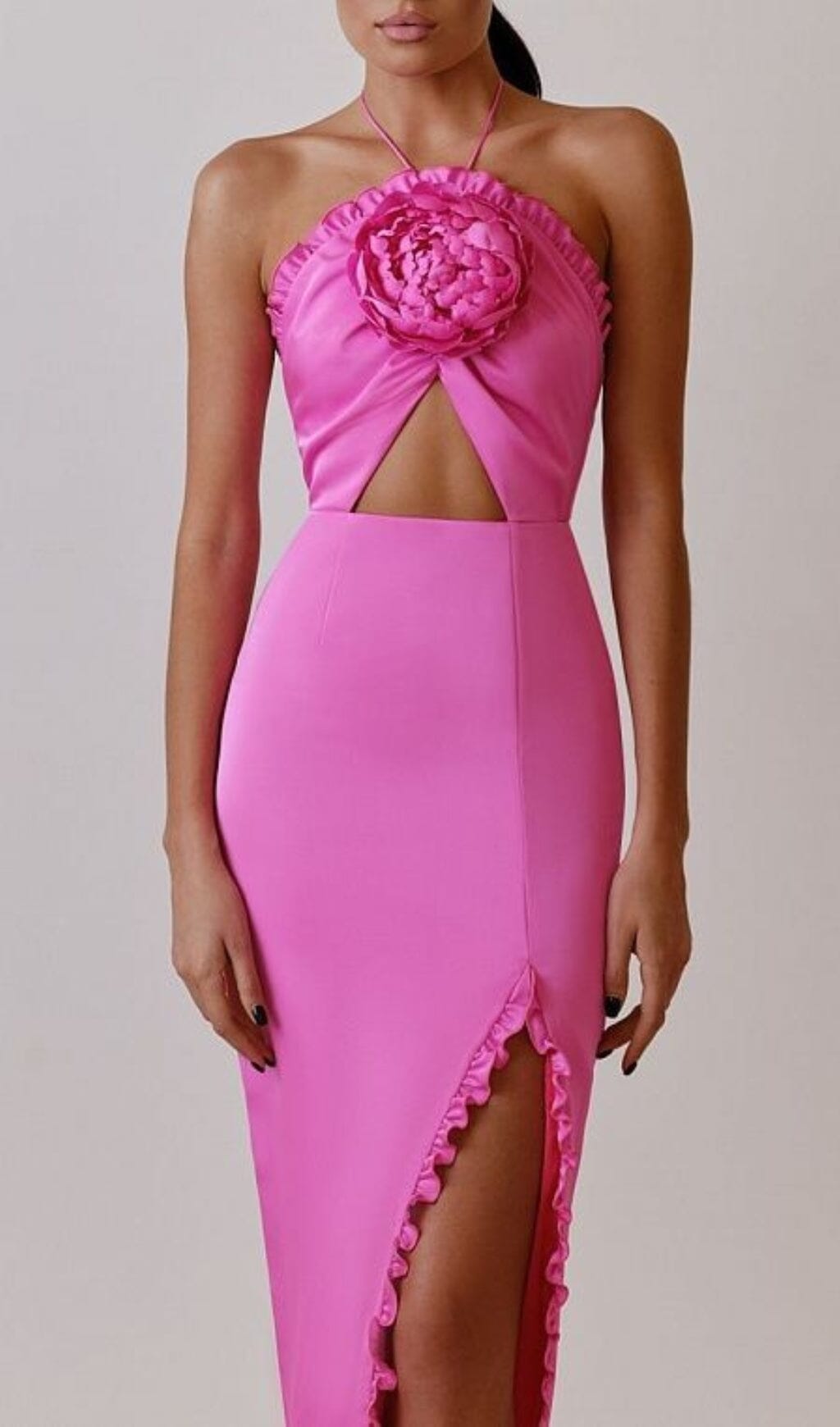 Werza Floral Embellished Slit Midi Dress In Pink