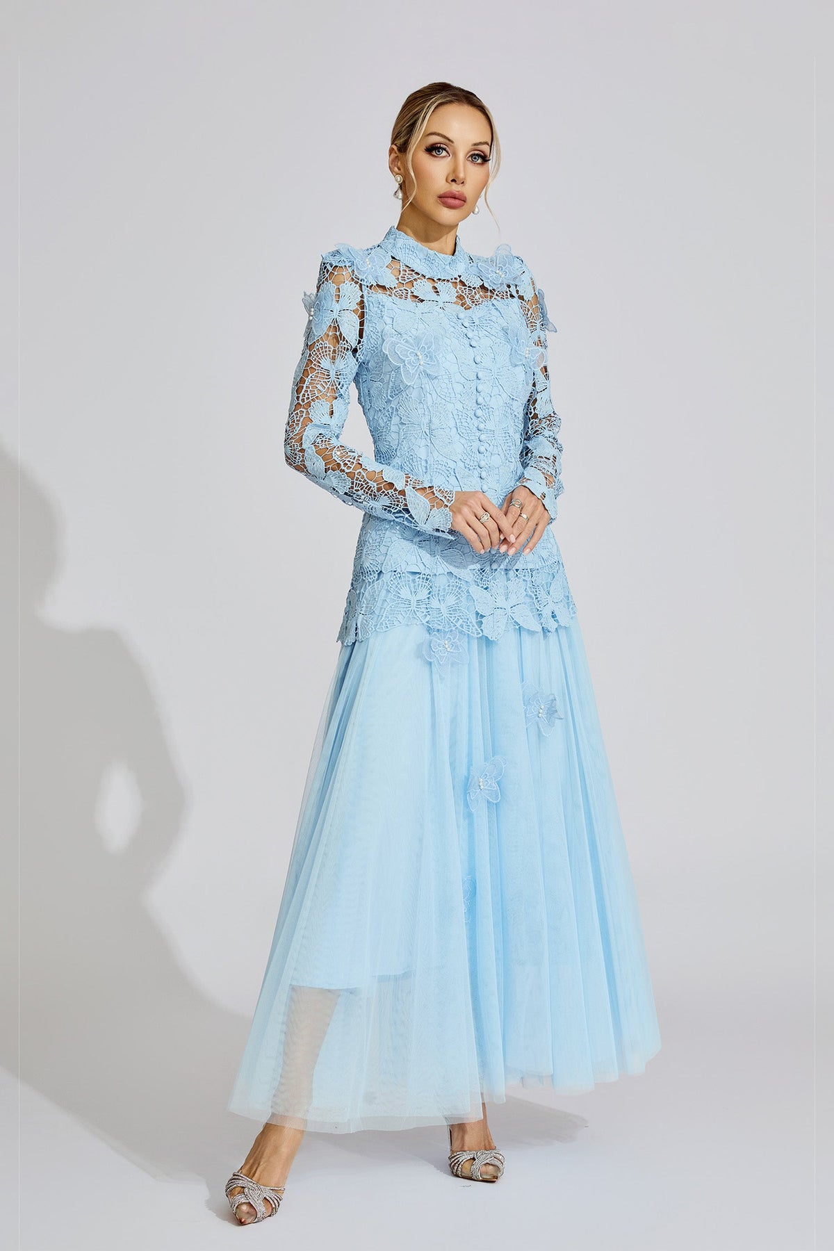 Eryna Blue Embroidered Two Piece Set