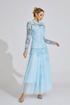 Eryna Blue Embroidered Two Piece Set