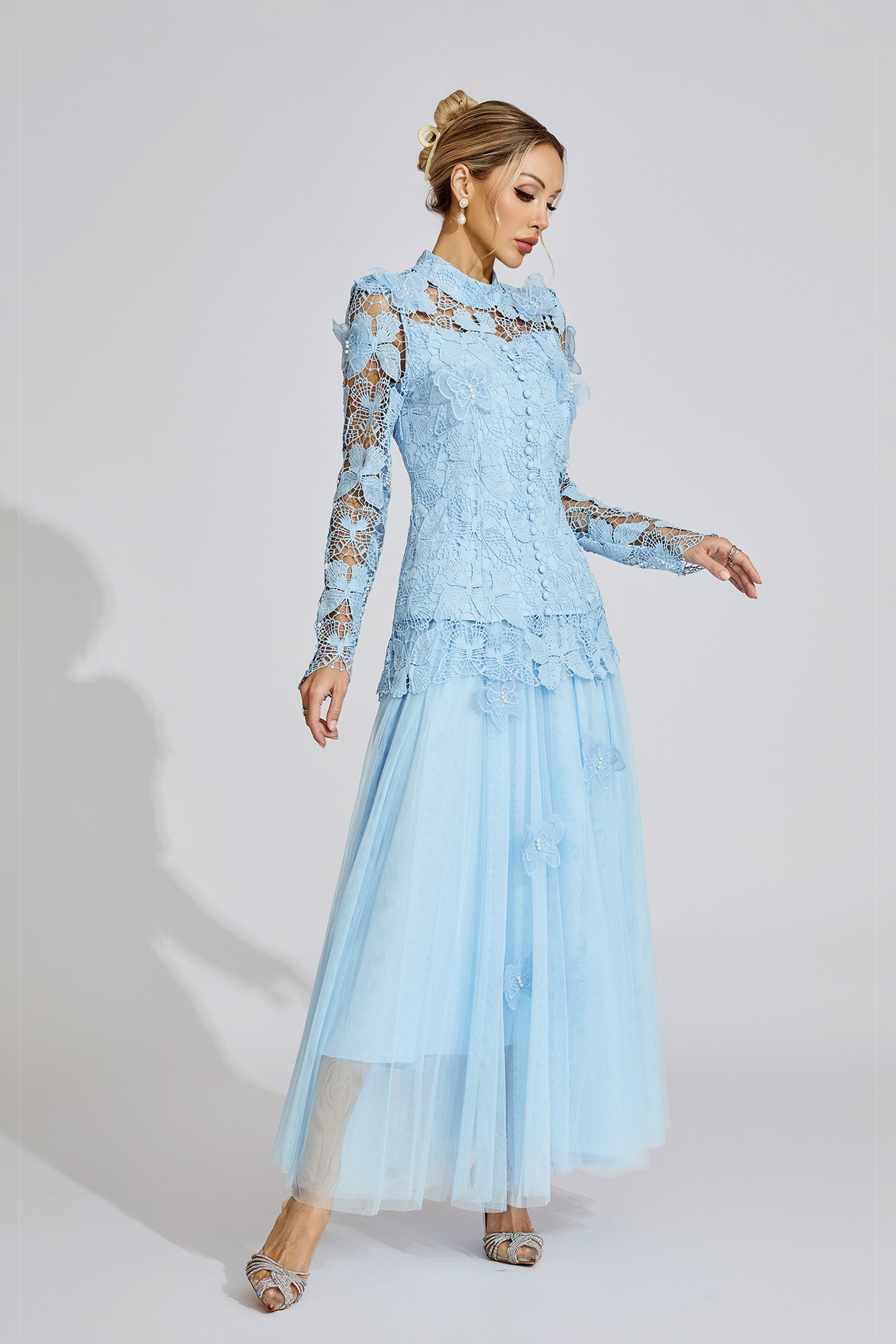 Eryna Blue Embroidered Two Piece Set