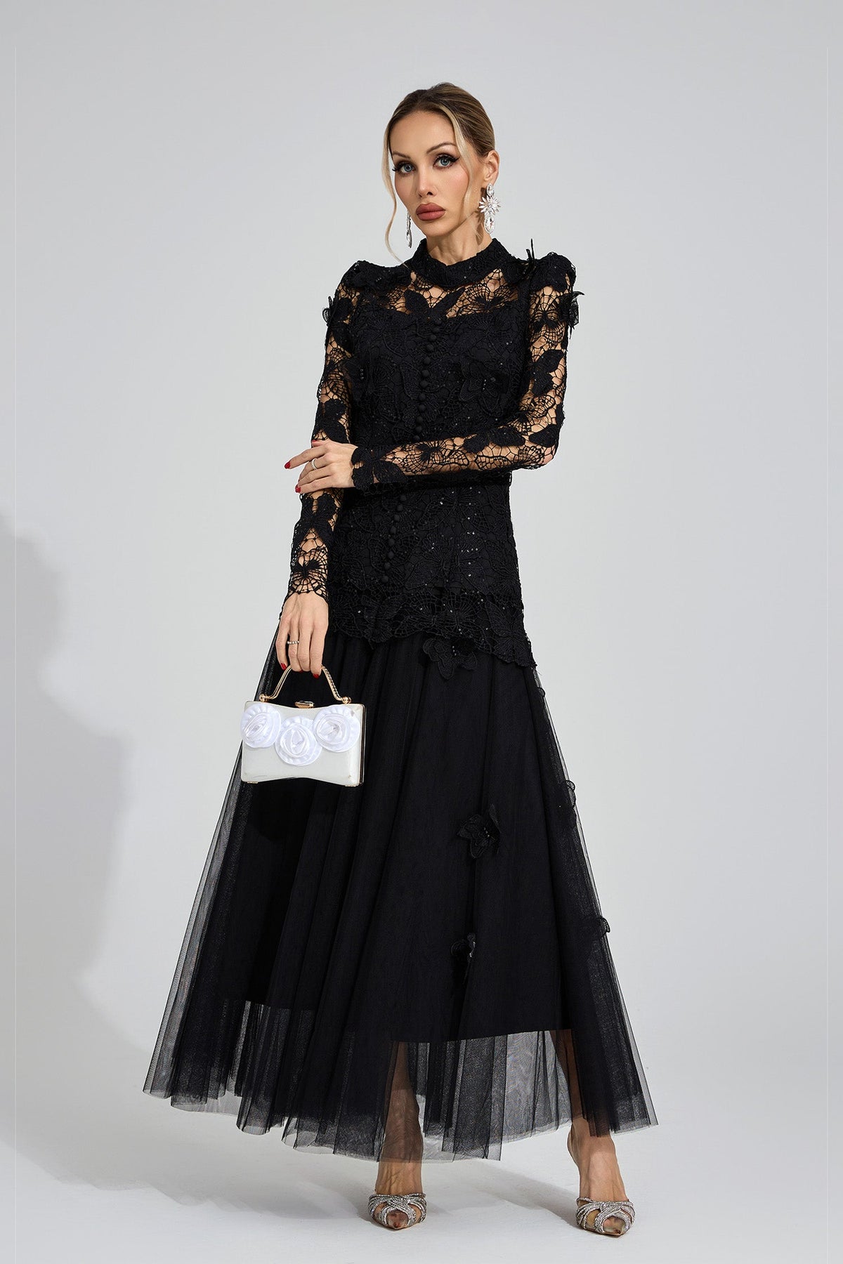 Eryna Black Embroidered Two Piece Set