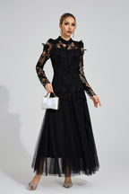Eryna Black Embroidered Two Piece Set