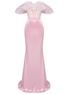 Lapani Off Shoulder Corset Satin Skirt Set