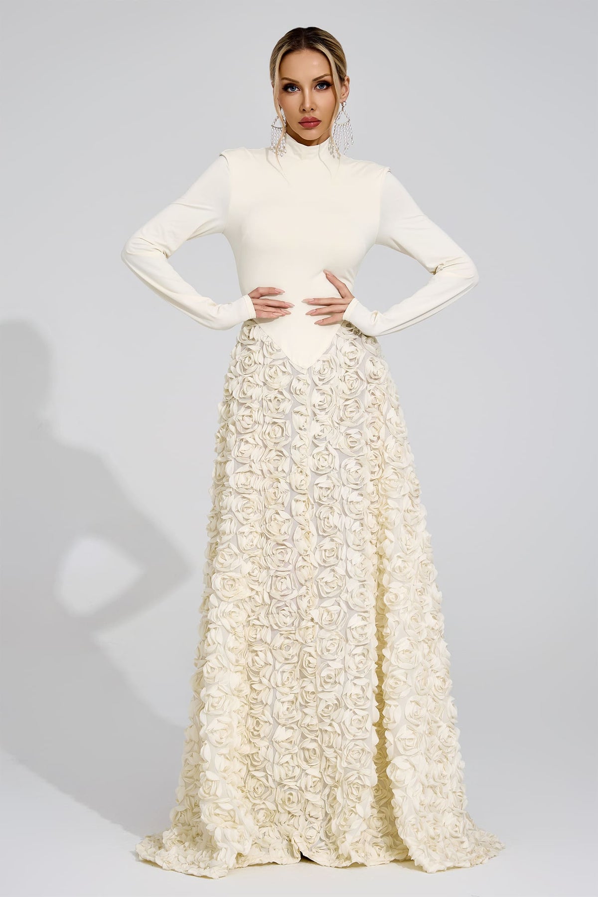 Marevix Ivory Floral Maxi Dress