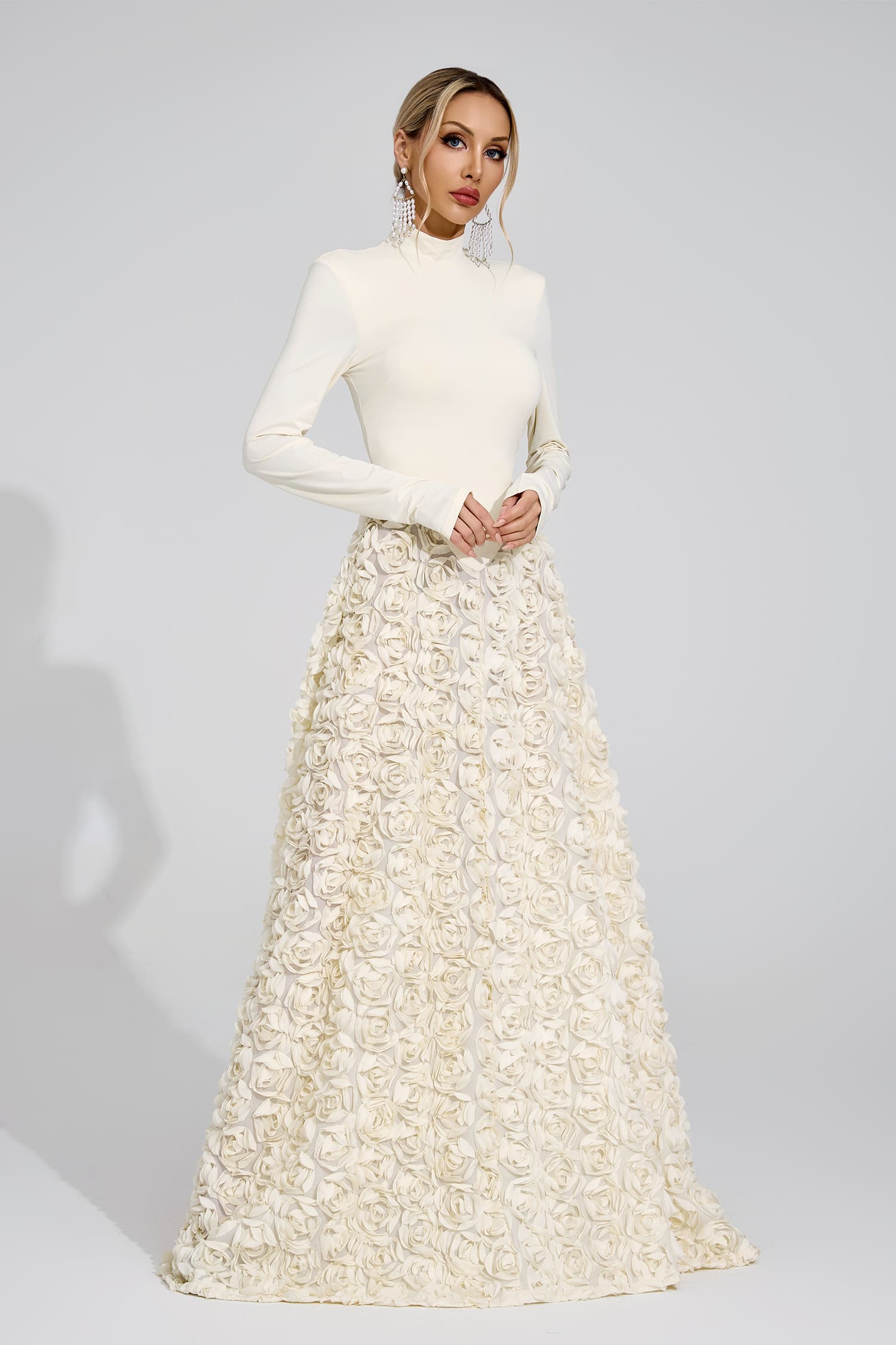 Marevix Ivory Floral Maxi Dress