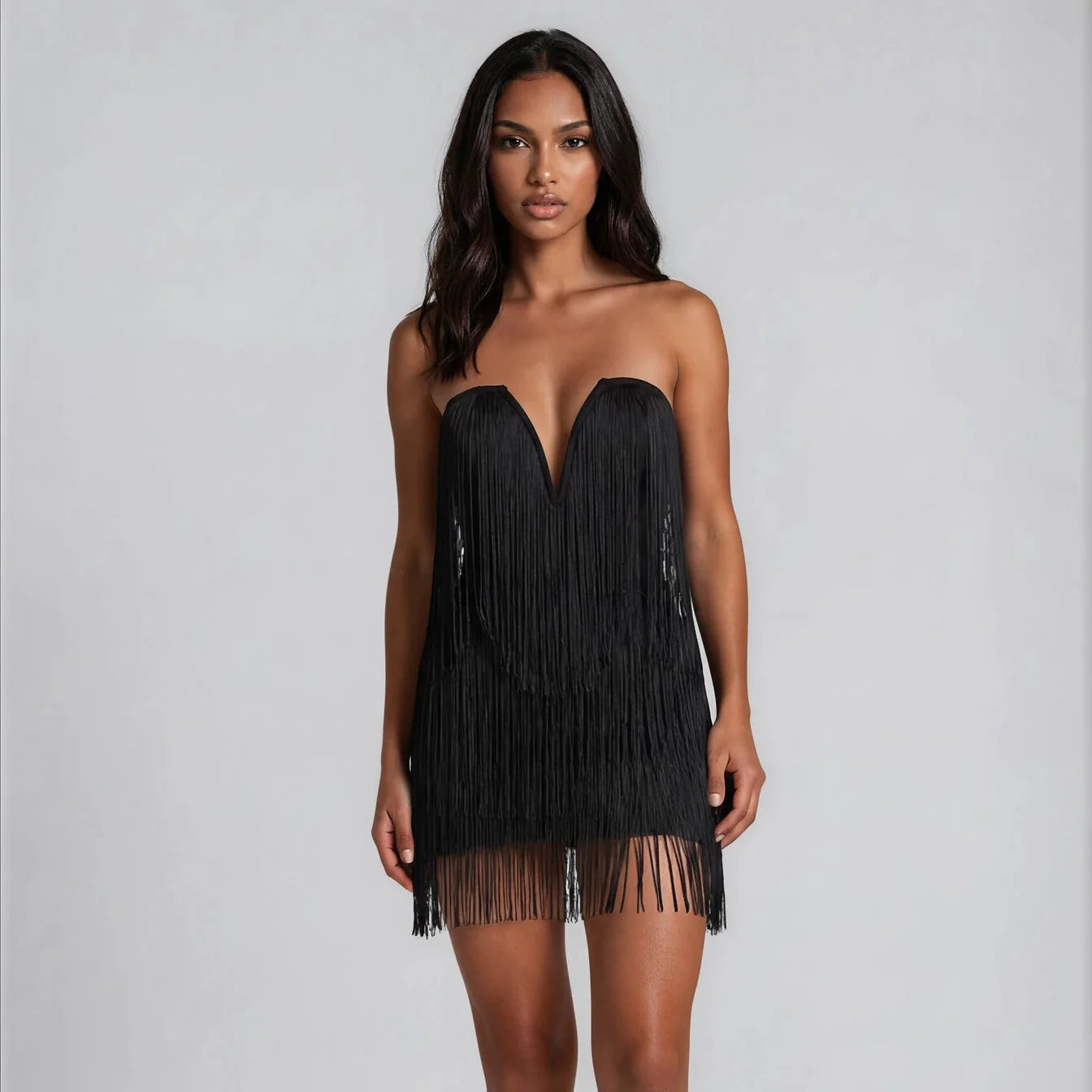 Xavielle – Fringe Strapless Bandage Dress