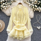 Irregular Design Ruffled Chiffon Top