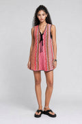 Colorful Gig Knit Sleeveless V-Neck Mini Dress