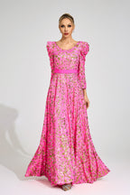 Xyrisza Rose Red Sequin Maxi Dress