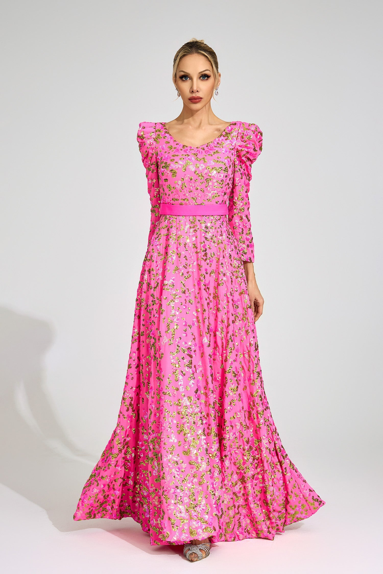 Xyrisza Rose Red Sequin Maxi Dress