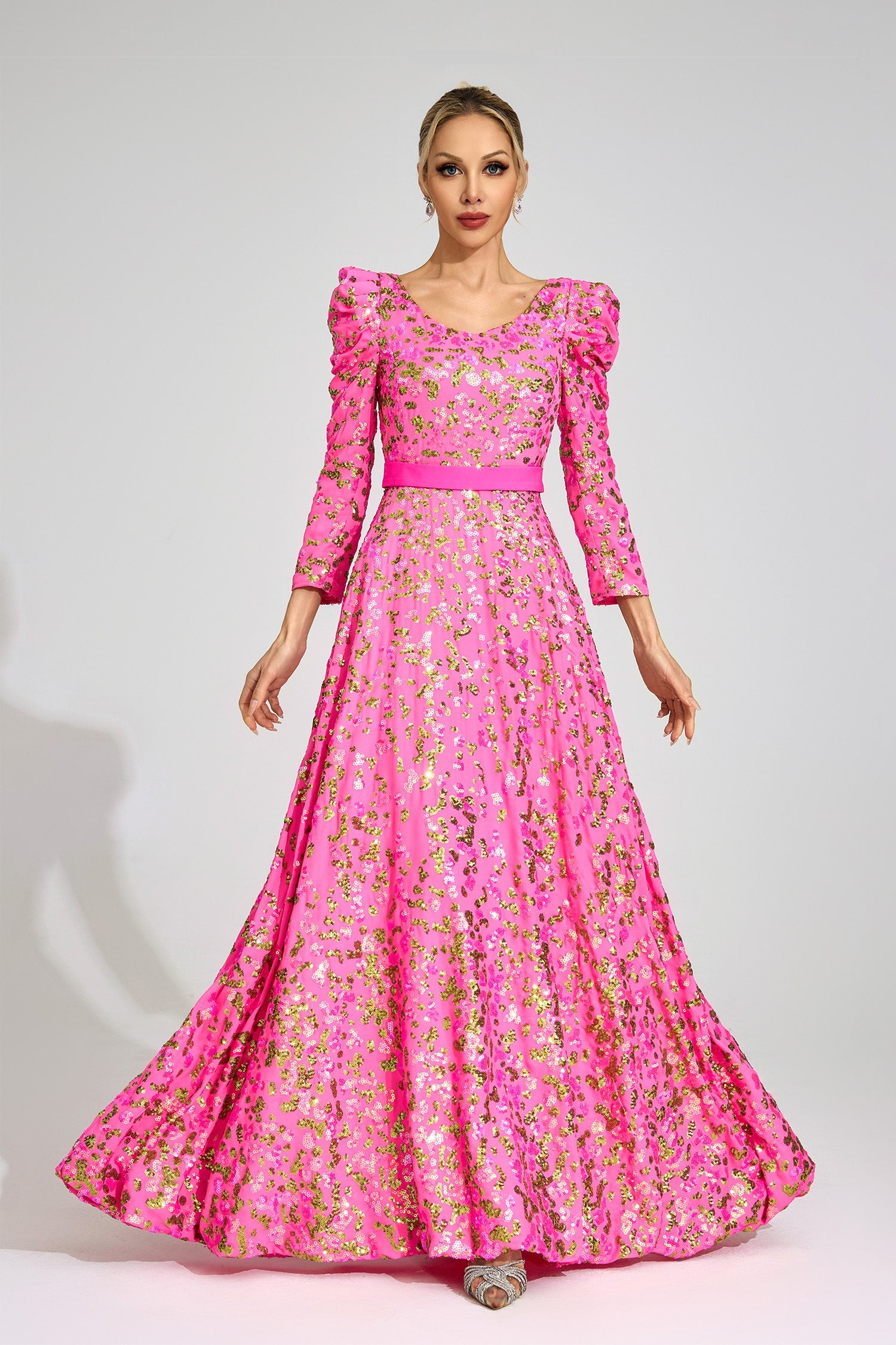Xyrisza Rose Red Sequin Maxi Dress