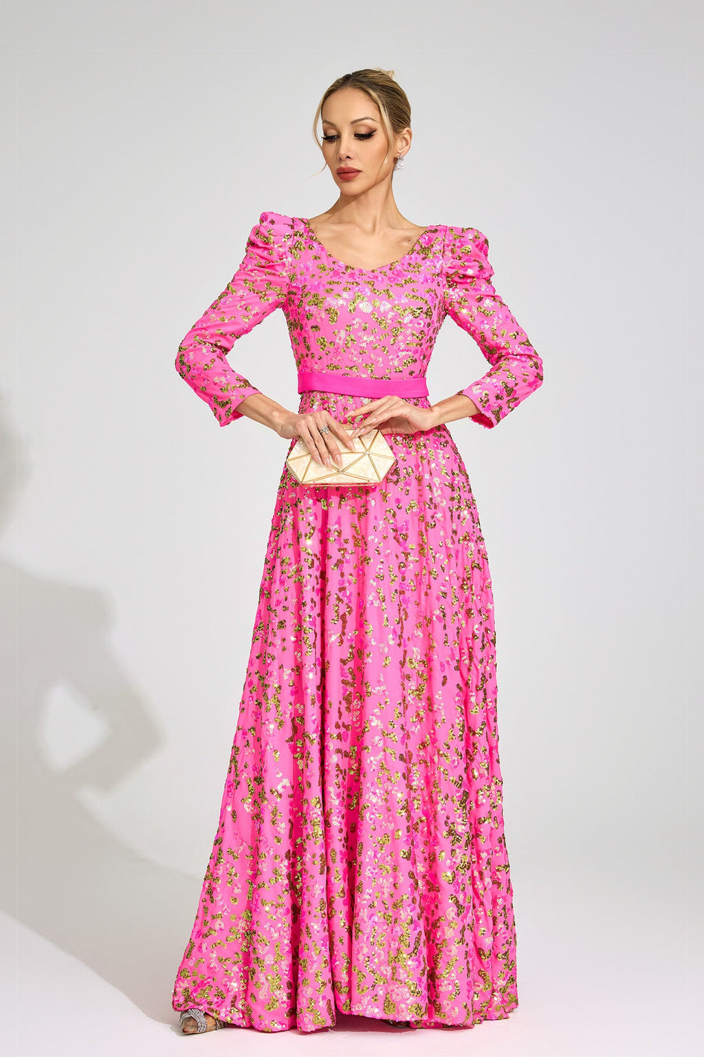 Xyrisza Rose Red Sequin Maxi Dress