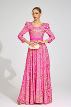 Xyrisza Rose Red Sequin Maxi Dress