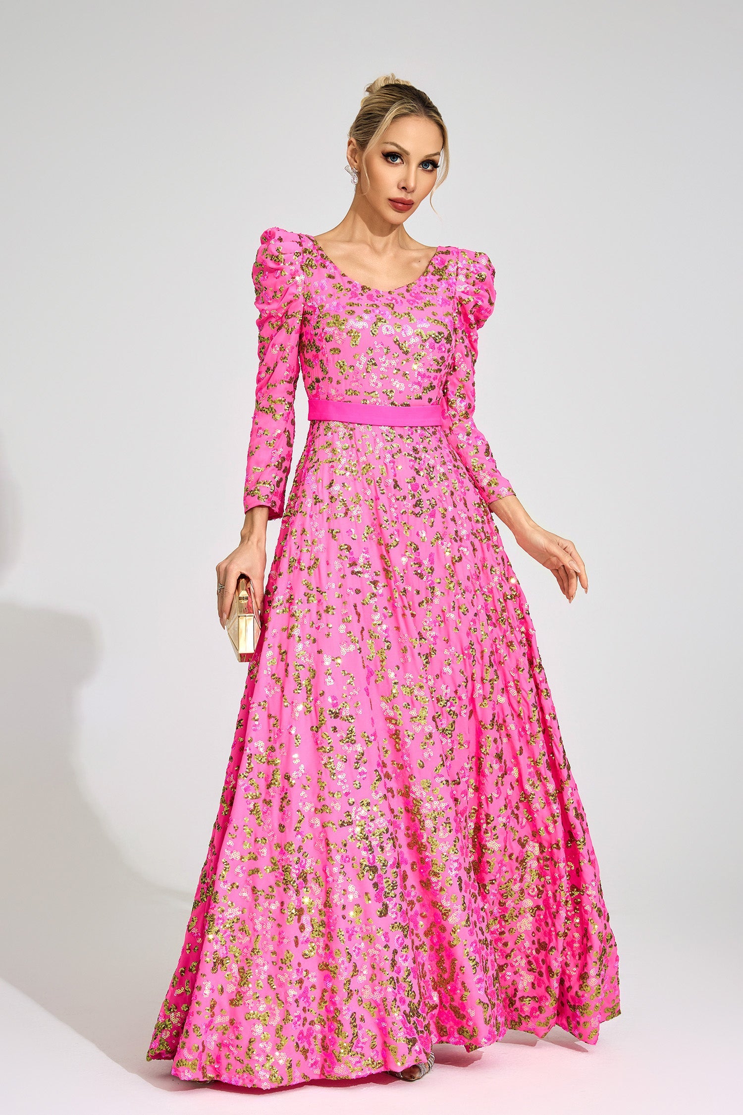 Xyrisza Rose Red Sequin Maxi Dress