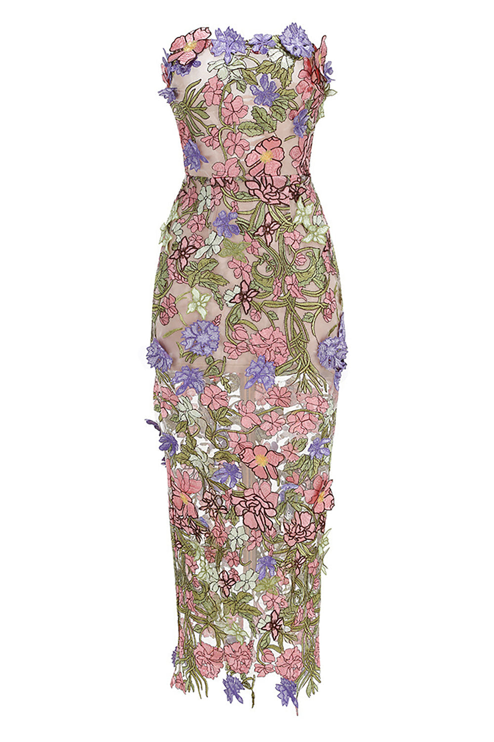 Wyral Floral Strapless Ankle Dress