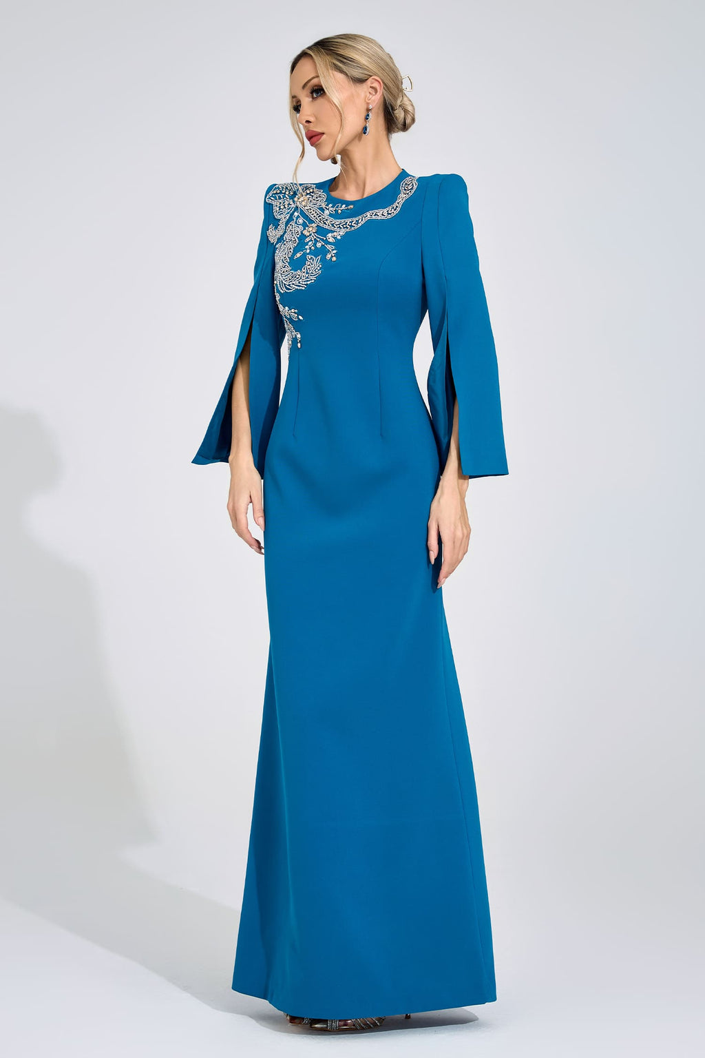 Larevix Sapphire Blue Diamond Maxi Dress