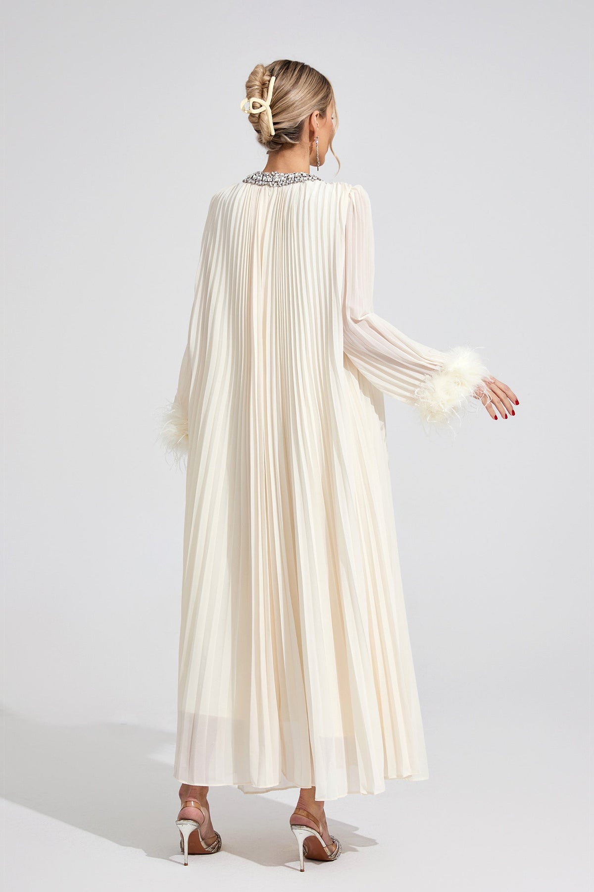Joran Apricot Feather Maxi Dress