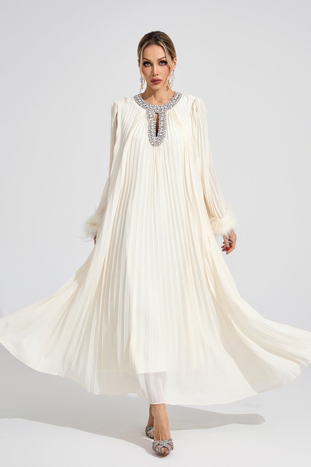 Joran Apricot Feather Maxi Dress