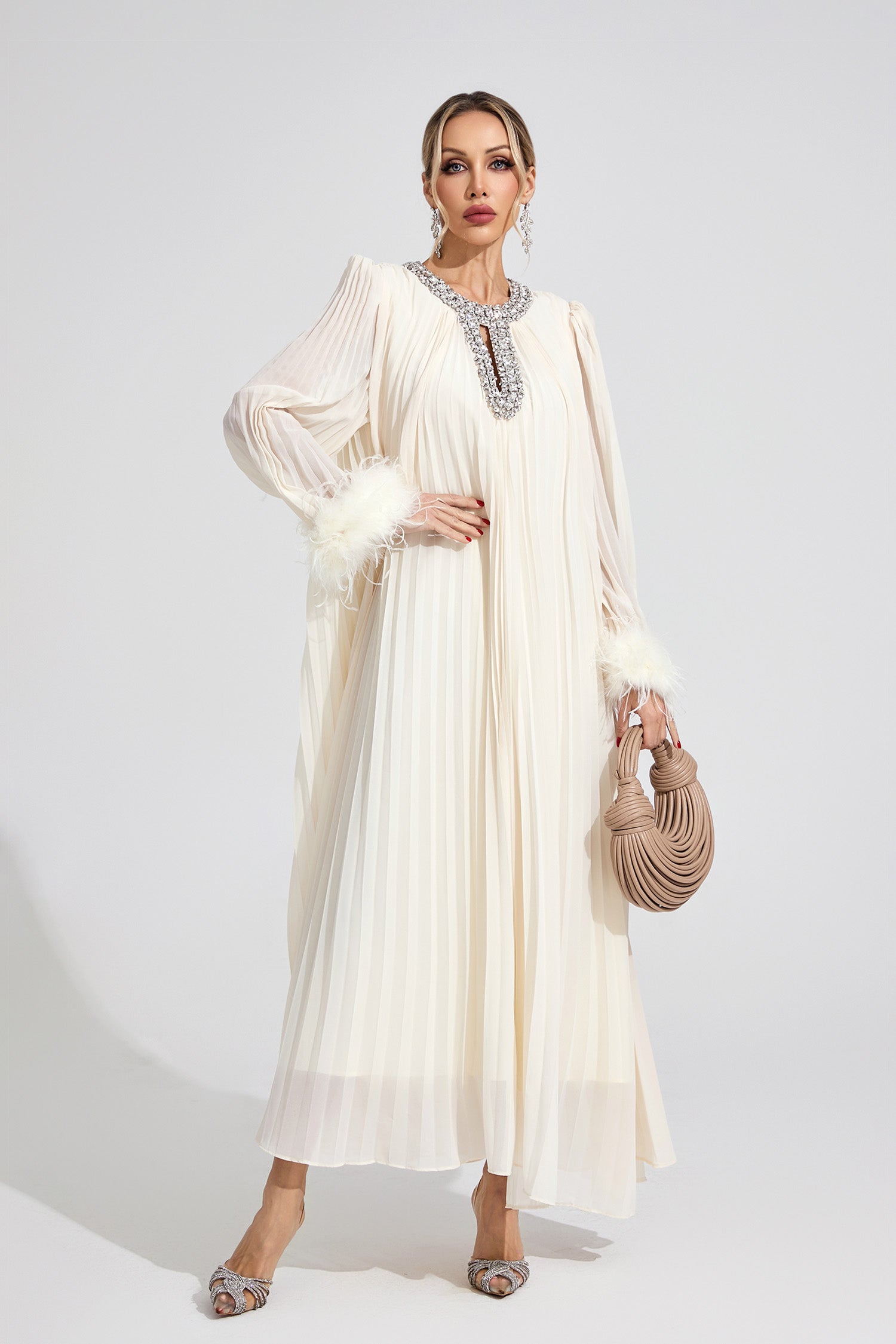 Joran Apricot Feather Maxi Dress