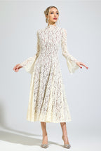 Aroqen White Bell Sleeve Maxi Dress