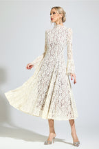 Aroqen White Bell Sleeve Maxi Dress