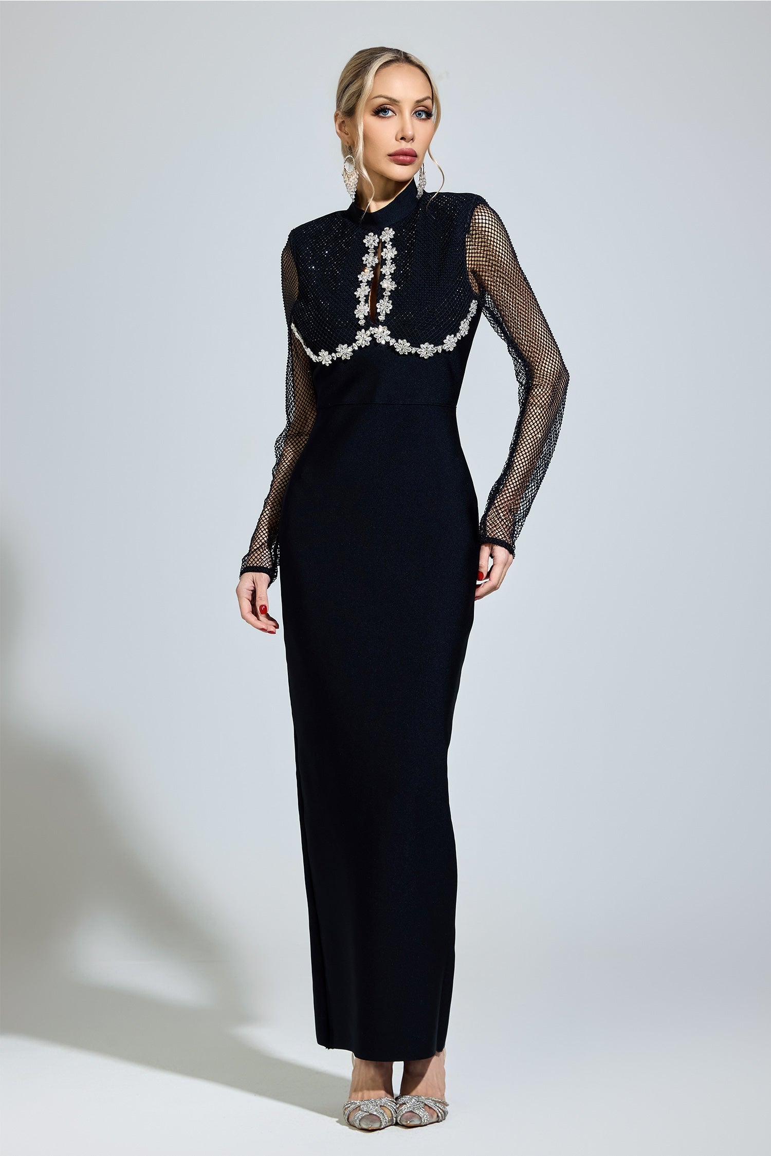 Nexaviel Black Diamond Bandage Maxi Dress