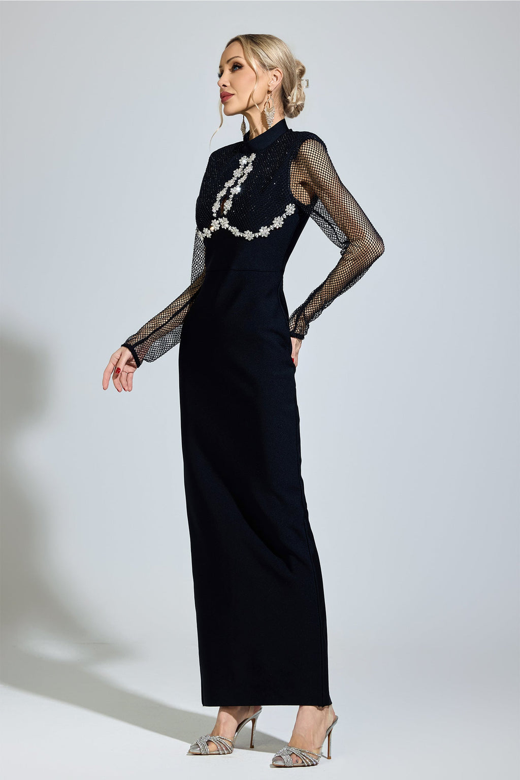 Nexaviel Black Diamond Bandage Maxi Dress