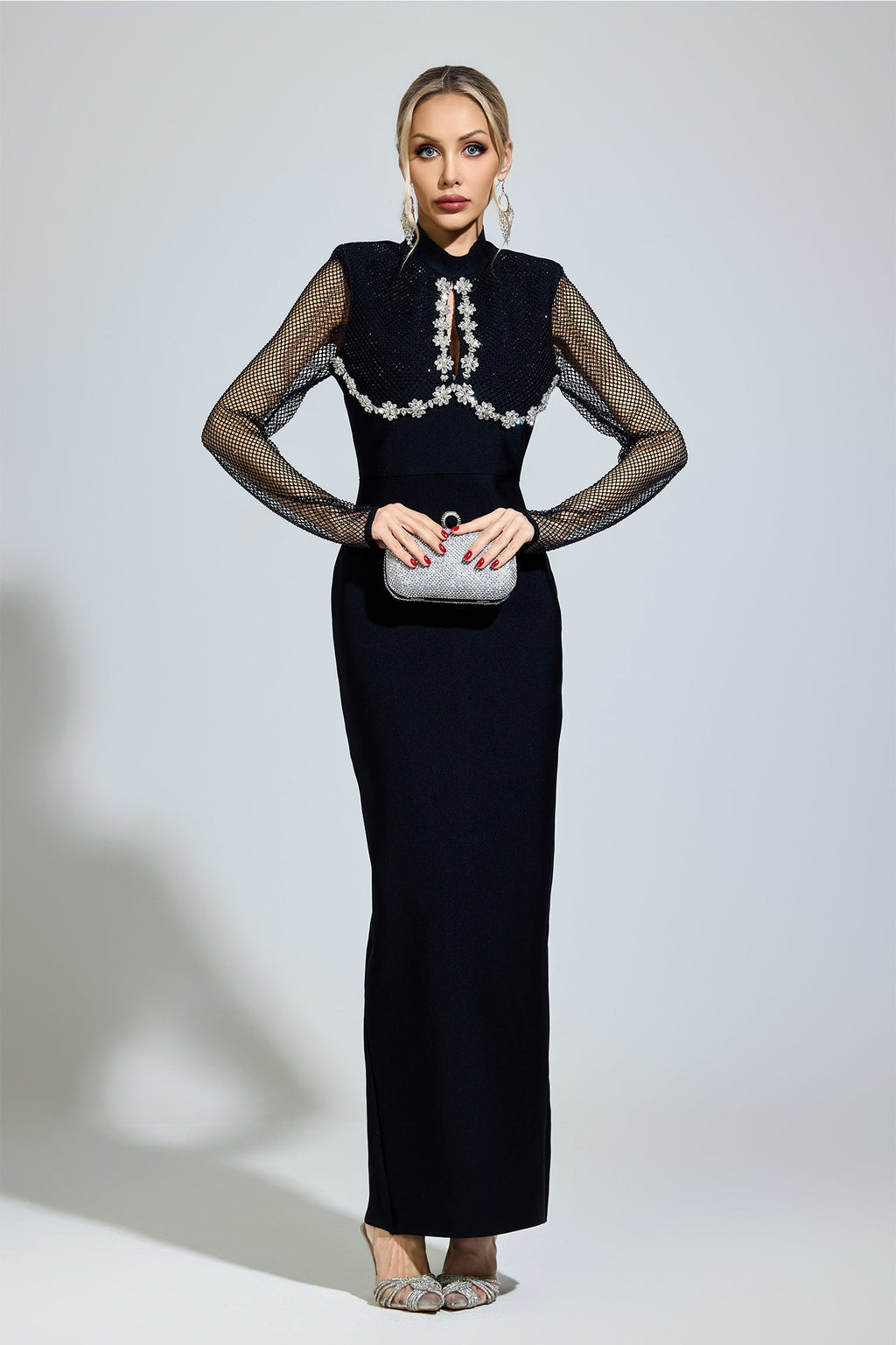 Nexaviel Black Diamond Bandage Maxi Dress