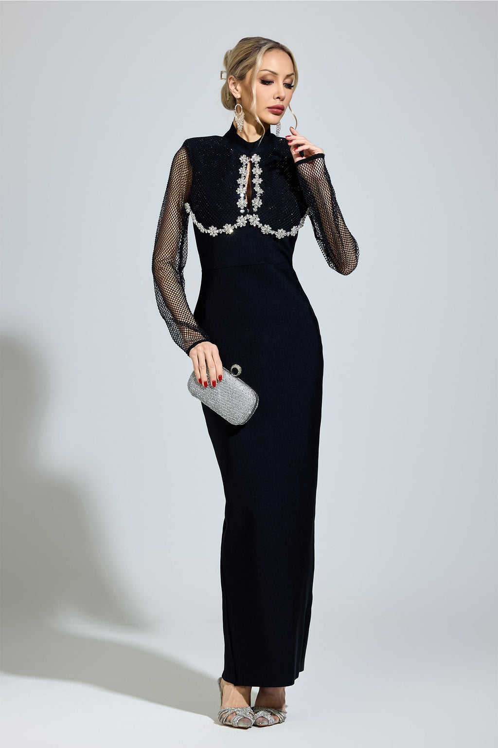 Nexaviel Black Diamond Bandage Maxi Dress