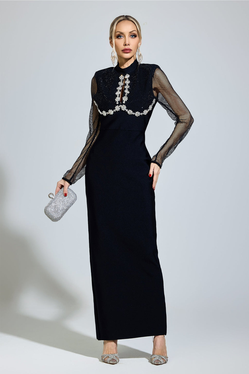 Nexaviel Black Diamond Bandage Maxi Dress