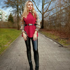 Two-piece Tartan Shirt Split Knit Vest