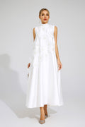 Gianni Flowers Sleeveless Dress In White