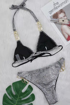 Oliay Black Snake Pattern Bikini