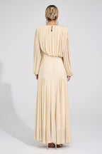 Laxory Yellow Pleated Maxi Dress
