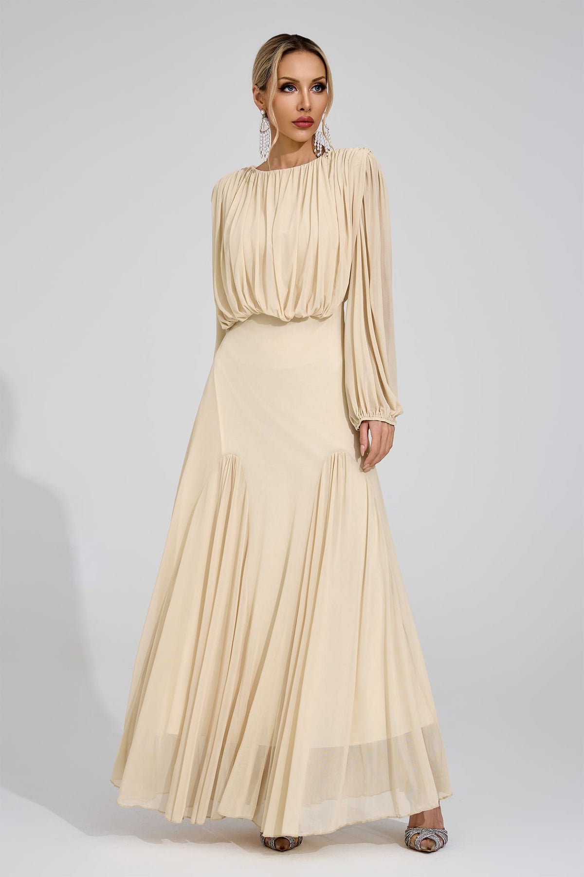 Laxory Yellow Pleated Maxi Dress