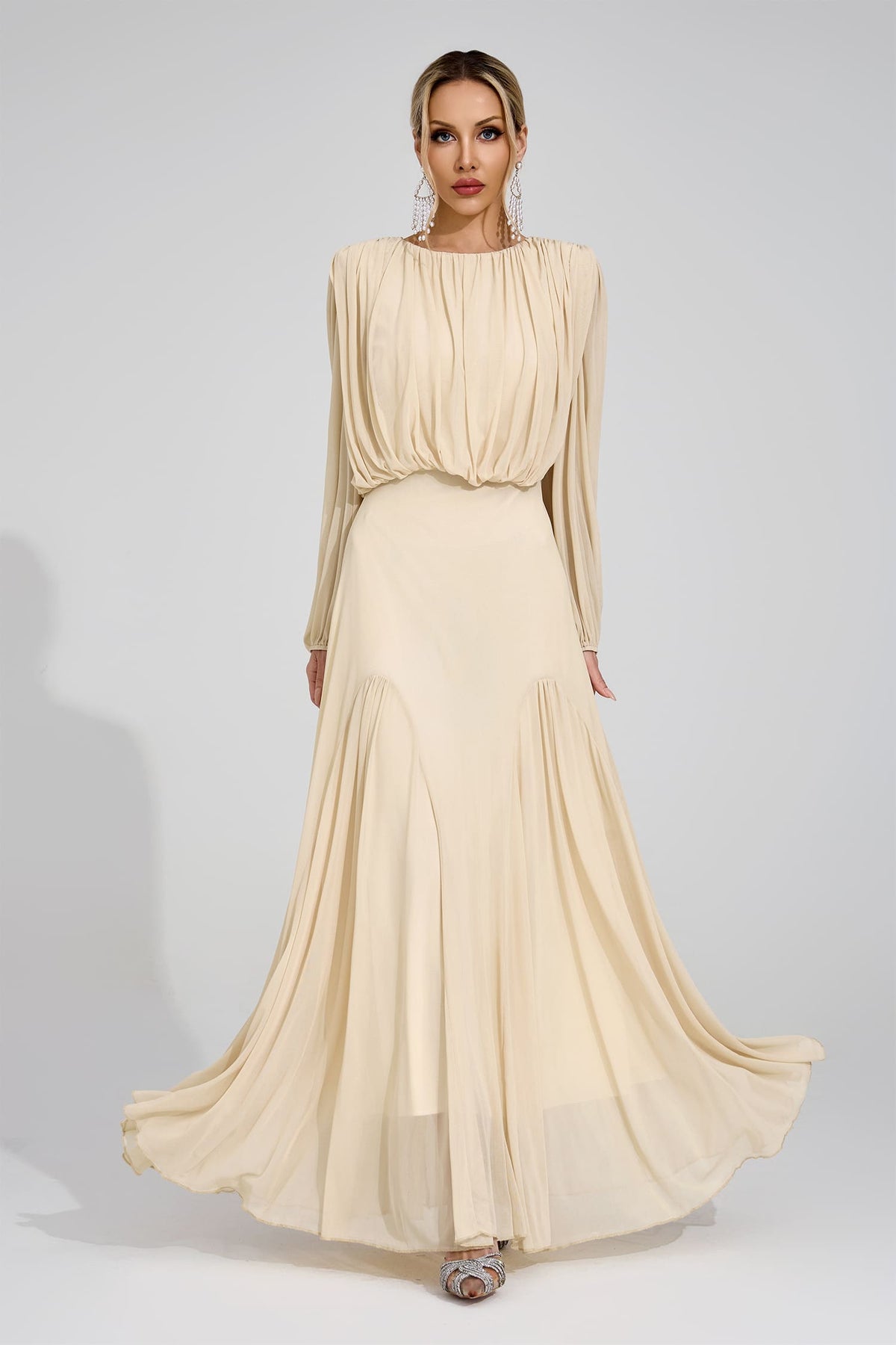 Laxory Yellow Pleated Maxi Dress