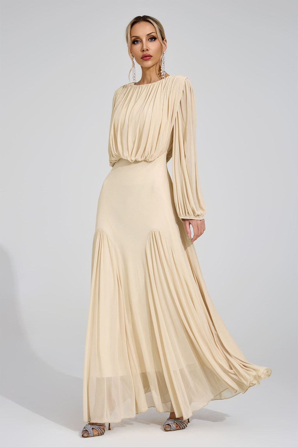 Laxory Yellow Pleated Maxi Dress