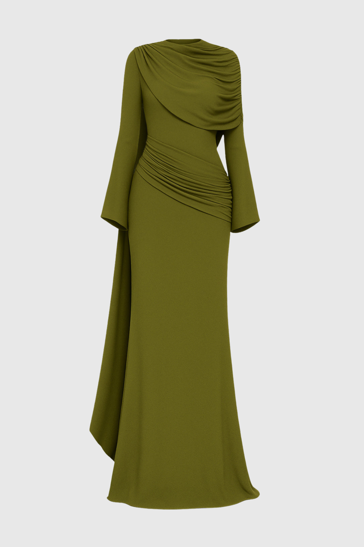 Euleta Shawl Draped Maxi Dress In Green