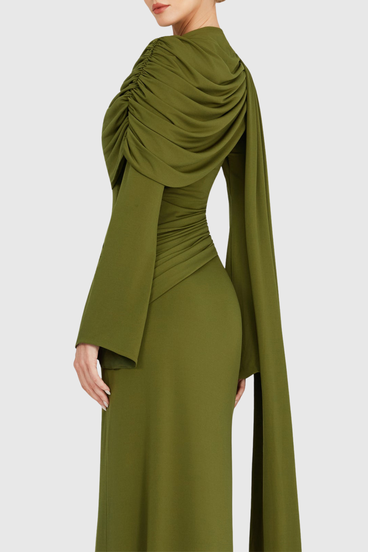 Euleta Shawl Draped Maxi Dress In Green
