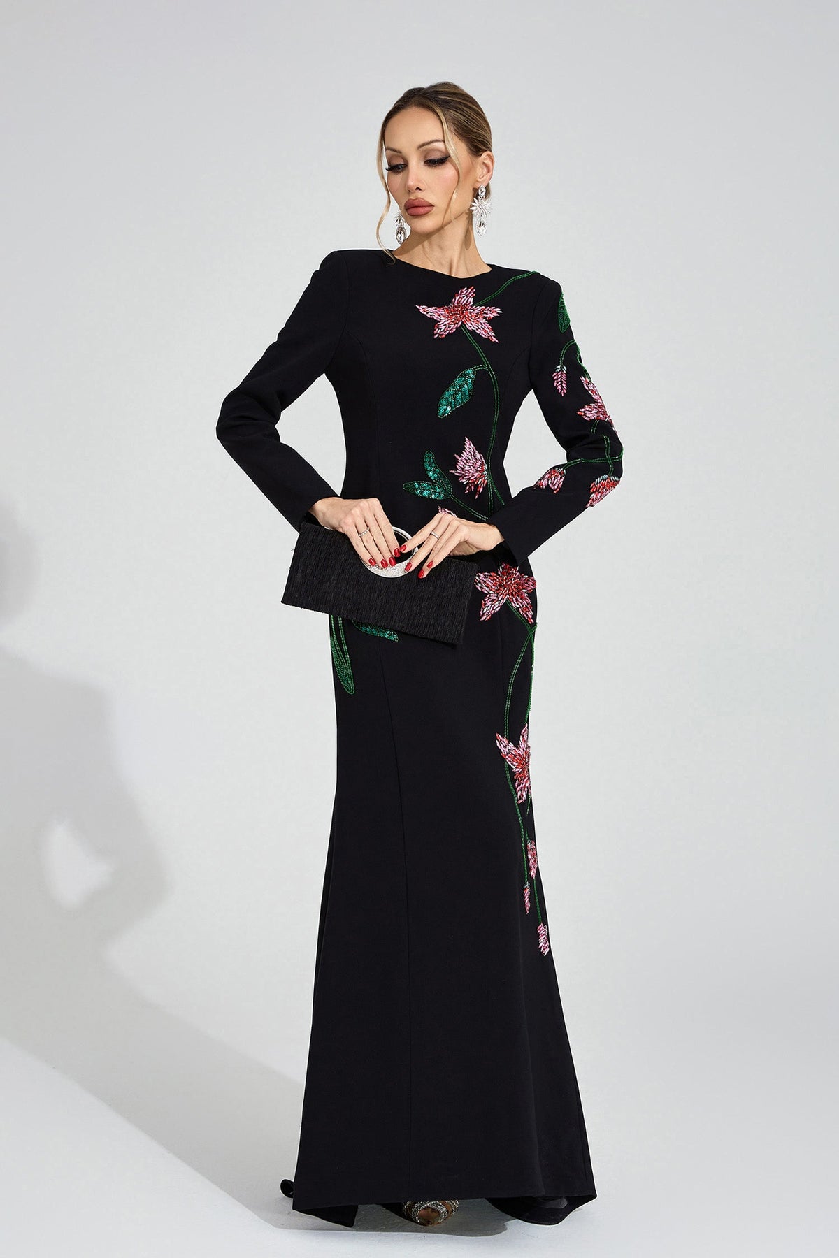 Aerthion Black Floral Maxi Dress