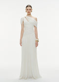 Osenia Pleated Draped Shoulder Maxi Dress