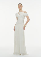 Osenia Pleated Draped Shoulder Maxi Dress