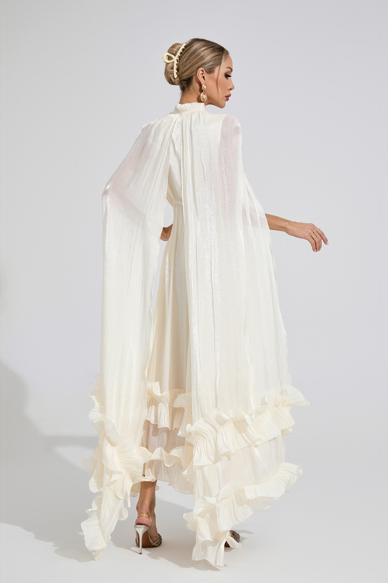 Beryvin Apricot Ruffle Maxi Dress