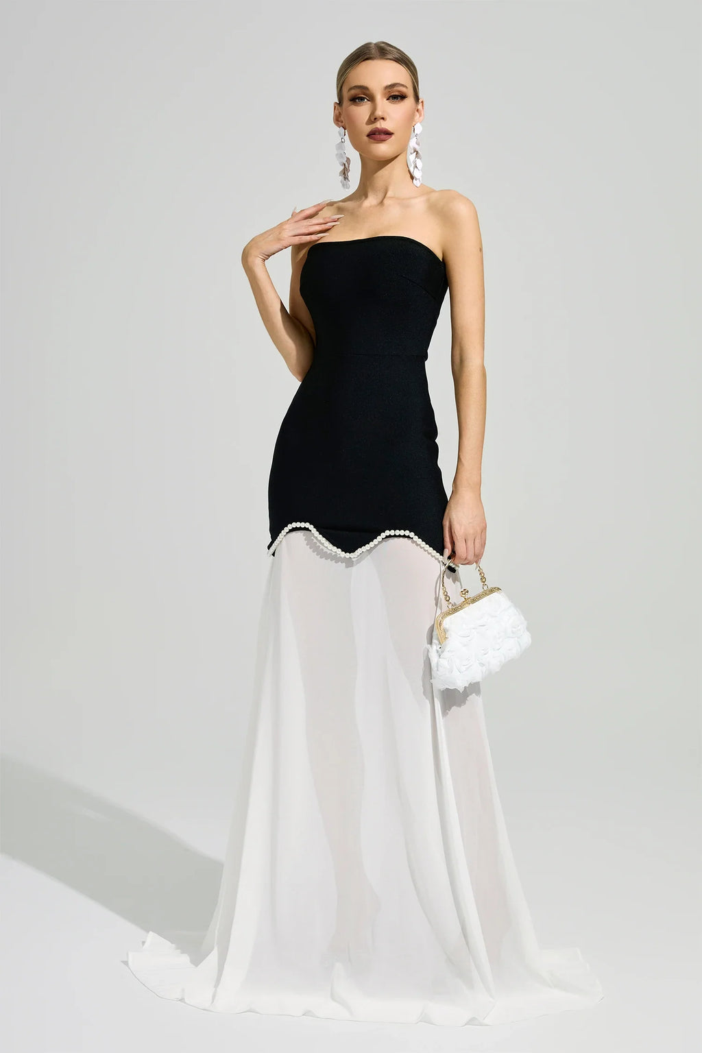 Xelyra Black Strapless Bandage Maxi Dress